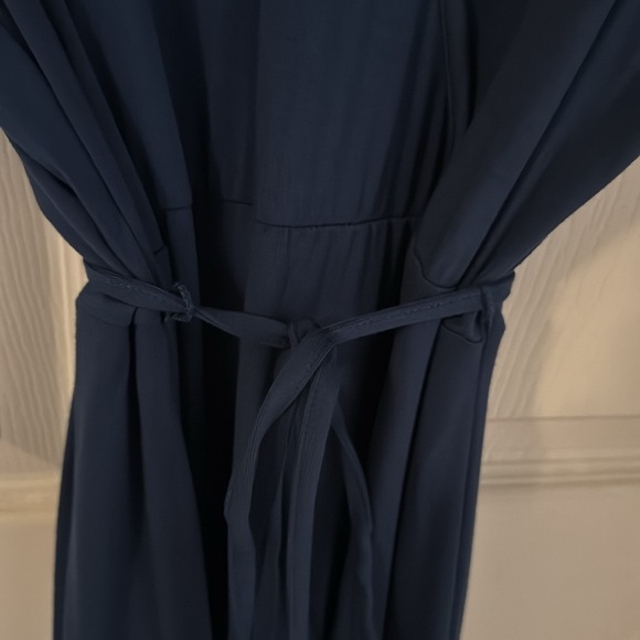 Light Navy Blue Tie Waist Dress - Picture 2 of 6
